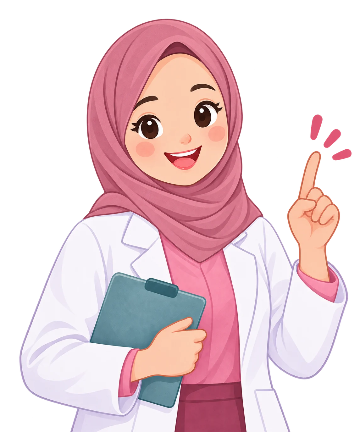 Ilustrasi tenaga kesehatan perempuan berhijab yang siap membantu